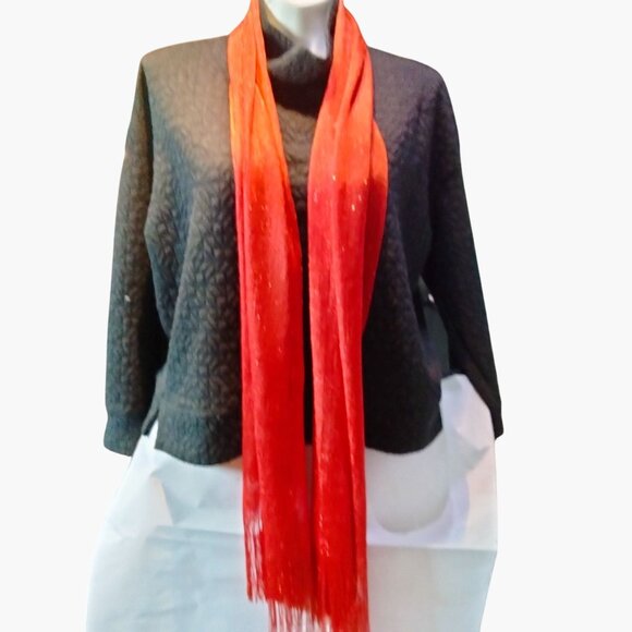 Red Metallic Fringe Scarf - Picture 2 of 3